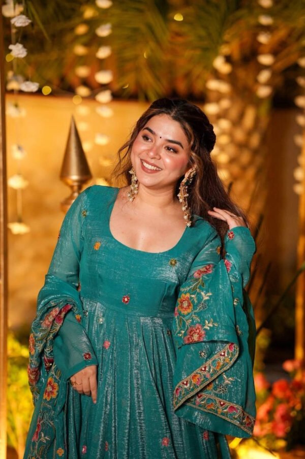 TD-6098_2.jpg Crushed Silk Anarkali Suit Set