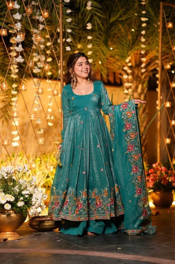 TD-6098_3.jpg Crushed Silk Anarkali Suit Set