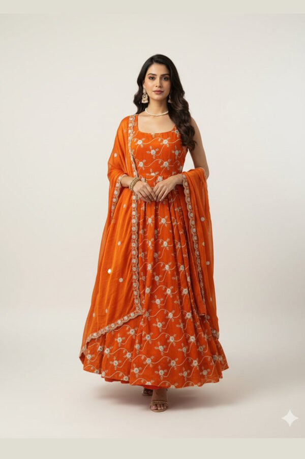 og_2.jpg Elegant Orange Fandy Silk Anarkali Set